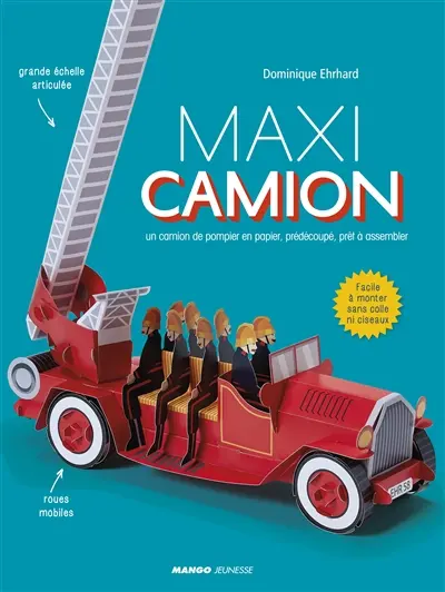 Maxi camion : un camion de pompier en papier, prédécoupé, prêt à assembler