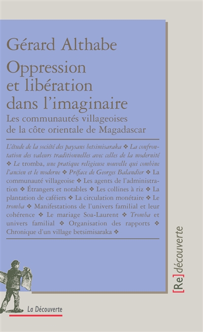 Oppression et libération dans l'imaginaire : les communautés villageoises de la côte orientale de Madagascar