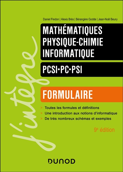 Formulaire PCSI, PC, PSI : mathématiques, physique chimie, informatique