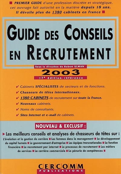 Guide des conseils en recrutement : 2003