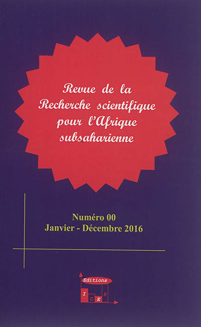 Revue de la recherche scientifique pour l'Afrique subsaharienne, n° 00