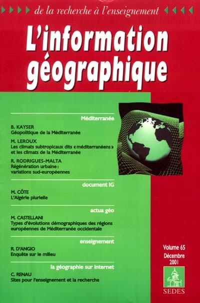 Information géographique (L'), n° 65-4