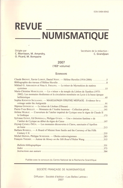 Revue numismatique, n° 163. Varia