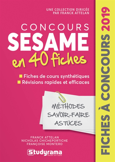 Concours Sésame en 40 fiches : fiches de cours synthétiques, révisions rapides et efficaces : 2019