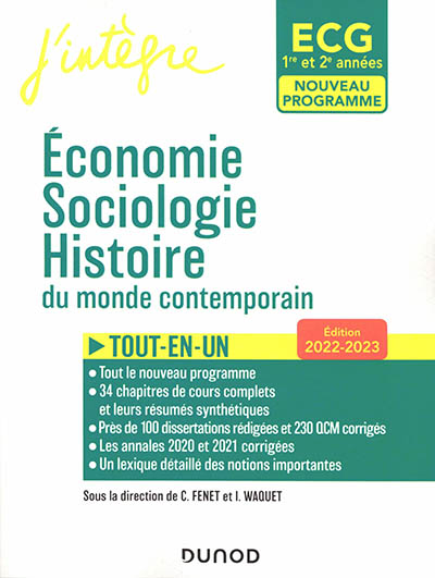 Economie, sociologie, histoire du monde contemporain, ECG 1re et 2e années : tout-en-un, édition 2022-2023 : nouveau programme