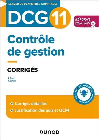 DCG 11, contrôle de gestion : corrigés : réforme 2026-2027