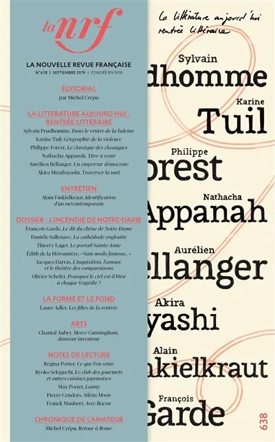 Nouvelle revue française, n° 638. L'incendie de Notre-Dame