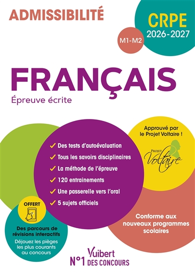 Français, épreuve écrite : admissibilité M1-M2 : CRPE 2026-2027