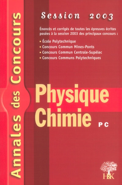 Physique et chimie PC 2003