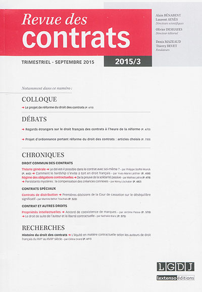 Revue des contrats, n° 3 (2015)