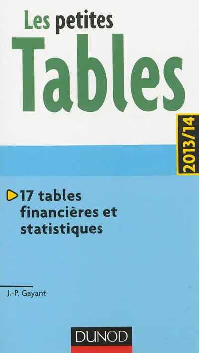 Les petites tables : 17 tables financières et statistiques