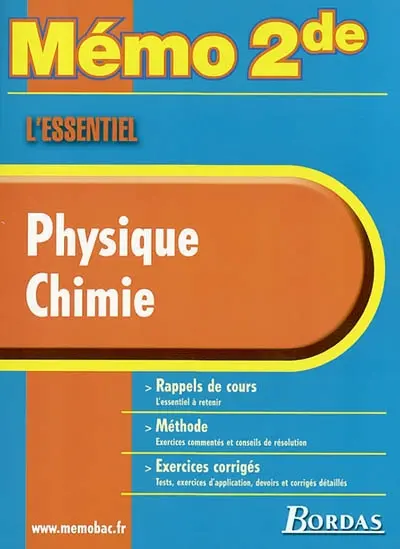 Physique, chimie : rappels de cours, méthode, exercices corrigés