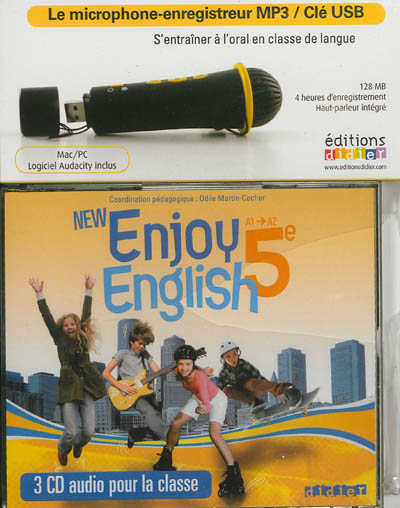 New Enjoy English 5e, A1-A2 : pack micro + 3 CD audio pour la classe