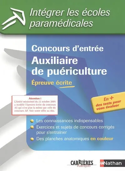 Concours d'entrée auxiliaire de puériculture : épreuve écrite