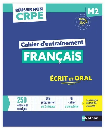 Français : cahier d'entraînement M2 : concours 2027