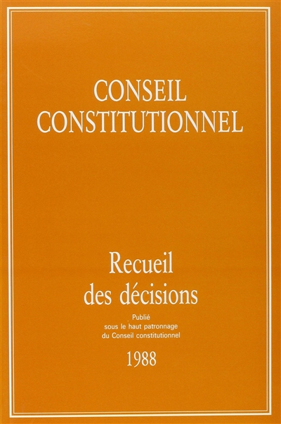 Recueil des décisions du Conseil constitutionnel 1988