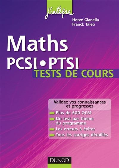 Maths PCSI-PTSI : tests de cours