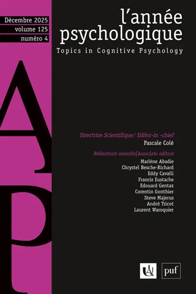 Année psychologique (L'), n° 4 (2025)