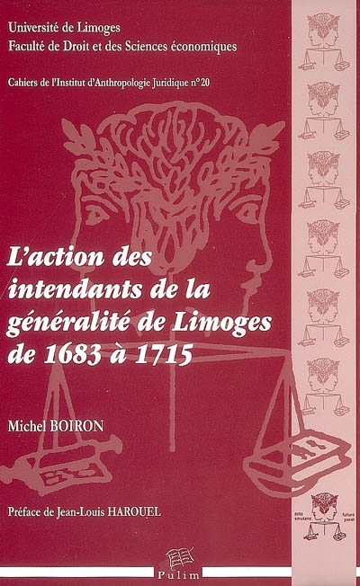 L'action des intendants de la généralité de Limoges de 1683 à 1715
