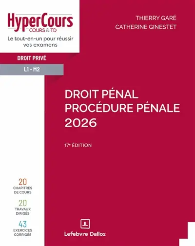 Droit pénal, procédure pénale 2026 : droit privé, L1-M2