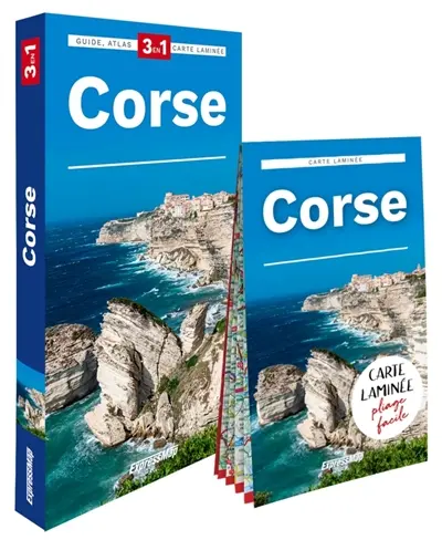 Corse : 3 en 1 : guide, atlas, carte laminée
