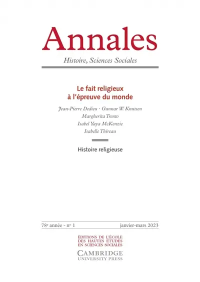 Annales, n° 1 (2023). Le fait religieux à l'épreuve du monde