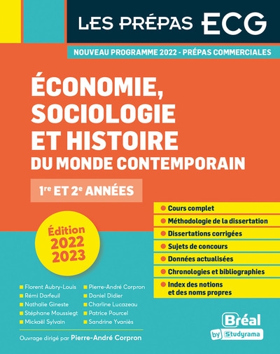 Economie, sociologie et histoire du monde contemporain : prépas commerciales 1re et 2e années : nouveau programme 2022