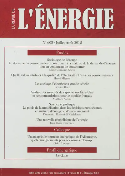 Revue de l'énergie, n° 608