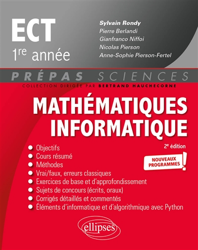 Mathématiques informatique ECT 1re année : nouveaux programmes