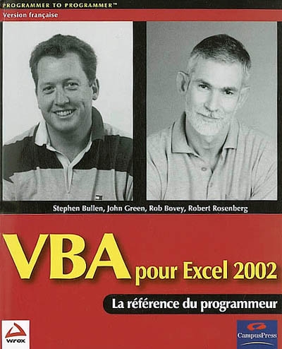 VBA pour Excel 2002 : la référence du programmeur