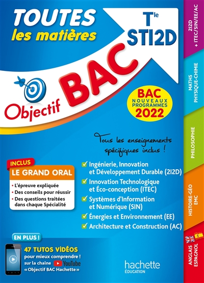 Toutes les matières terminale STI2D : bac 2022, nouveaux programmes