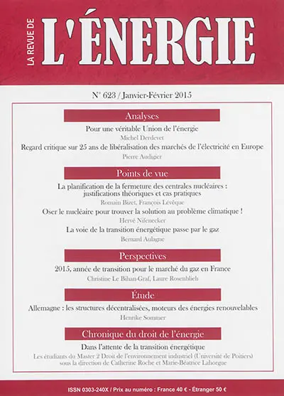 Revue de l'énergie, n° 623