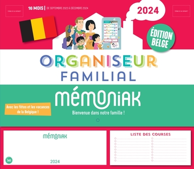 Organiseur familial Mémoniak 2024 : 16 mois, de septembre 2023 à décembre 2024 : édition belge