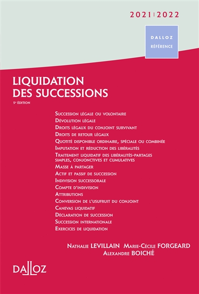 Liquidation des successions : 2021-2022