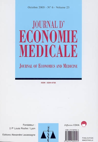 Journal d'économie médicale : évaluation des pratiques et des organisations de santé, n° 23-6