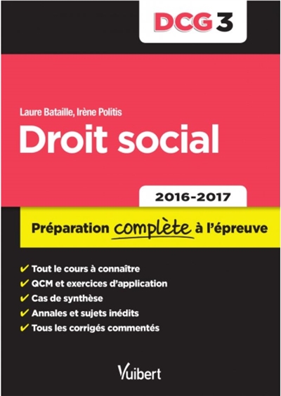 Droit social, DCG 3 : préparation complète à l'épreuve, 2016-2017