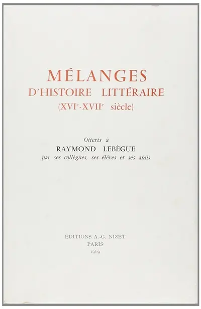 Mélanges d'histoire littéraire offerts à Daniel Mornet
