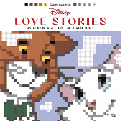 Love stories : 39 coloriages en pixel magique