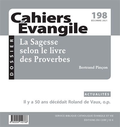 Cahiers Evangile, n° 198. La sagesse selon le livre des Proverbes