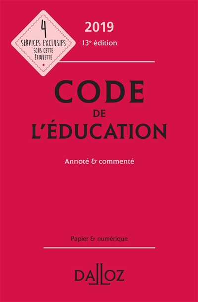 Code de l'éducation 2019, annoté & commenté