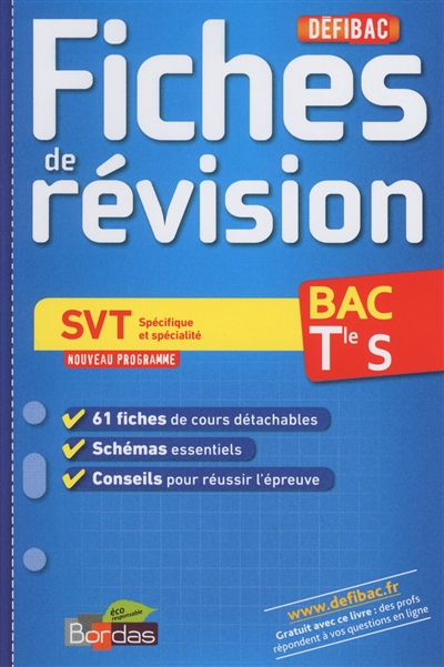 SVT spécifique et spécialité, bac terminale S : fiches de révision : nouveau programme