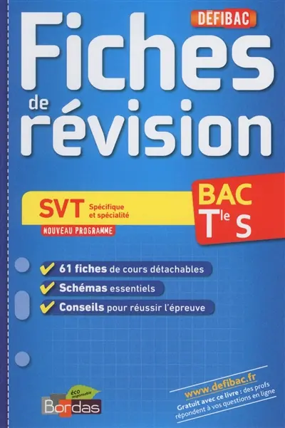 SVT spécifique et spécialité, bac terminale S : fiches de révision : nouveau programme