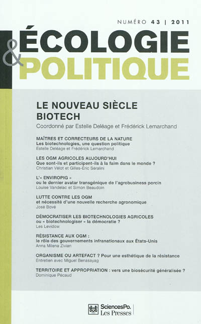 Ecologie et politique, n° 43. Le nouveau siècle biotech