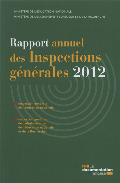 Rapport annuel des inspections générales 2012