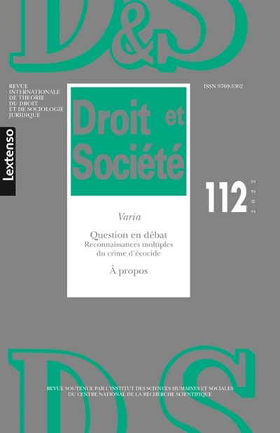 droit et société, n° 112. varia