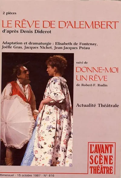 Avant-scène théâtre (L'), n° 816. Le rêve de d'Alembert