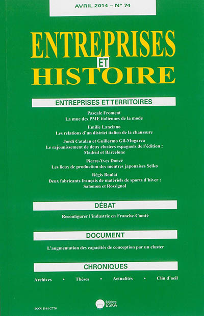 Entreprises et histoire, n° 74. Entreprises et territoires