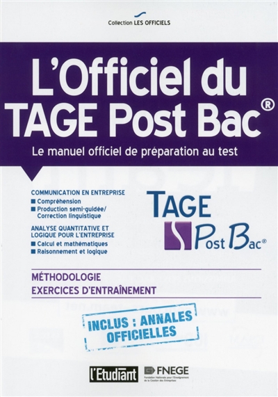 L'officiel du Tage post bac : le manuel officiel de préparation au test