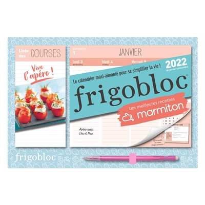 Frigobloc les meilleures recettes Marmiton, vive l'apéro ! : le calendrier maxi-aimanté pour se simplifier la vie ! : de janvier à septembre 2022