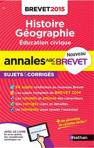 Histoire géographie, éducation civique 3e : brevet 2015